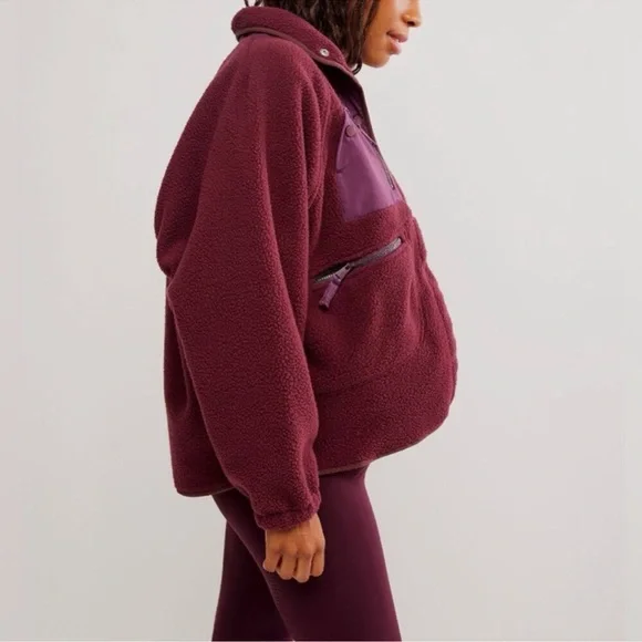 NWT FP Movement X Hatch Hit The Slopes Fleece Jacket, Deep Maroon - Picture 14 of 16